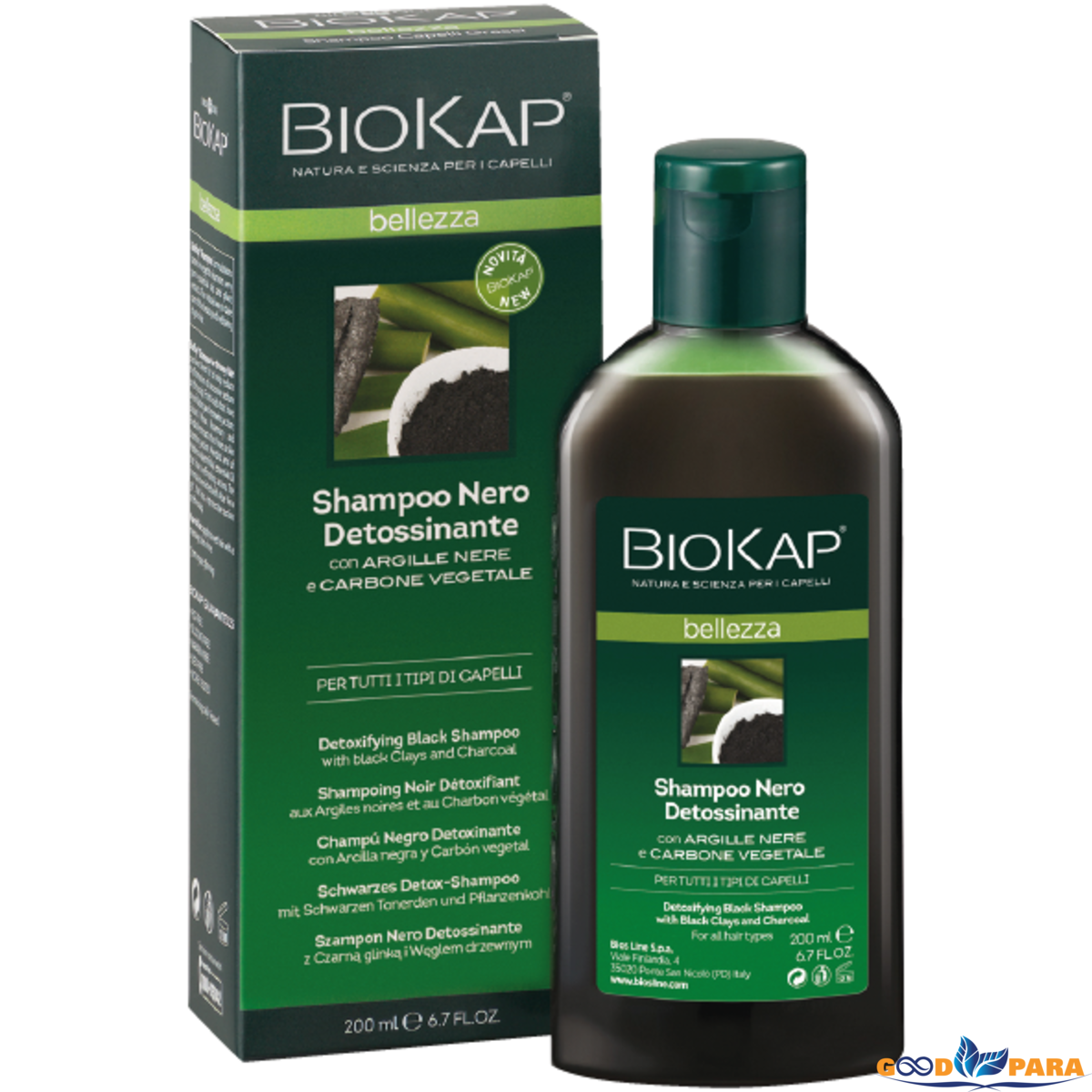 BP BIOKAP SHP NOIR DETOXIFIANT AUX ARGILES NOIRES ET AU CHARBON VEGETAL