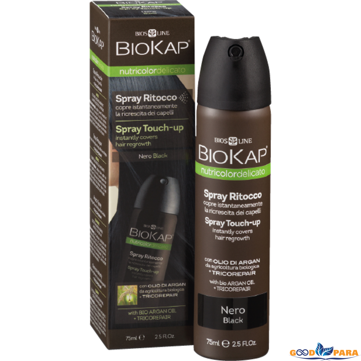 BP BIOKAP NUTRICOLOR DELICATO SPRAY RETOUCHE NOIR 75ML